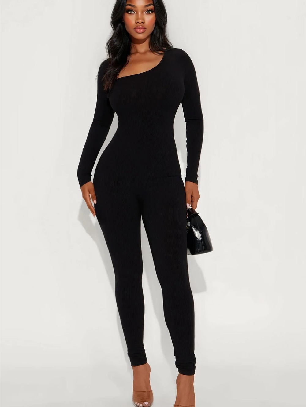 Black Snatched  Ribbed Jumpsuit